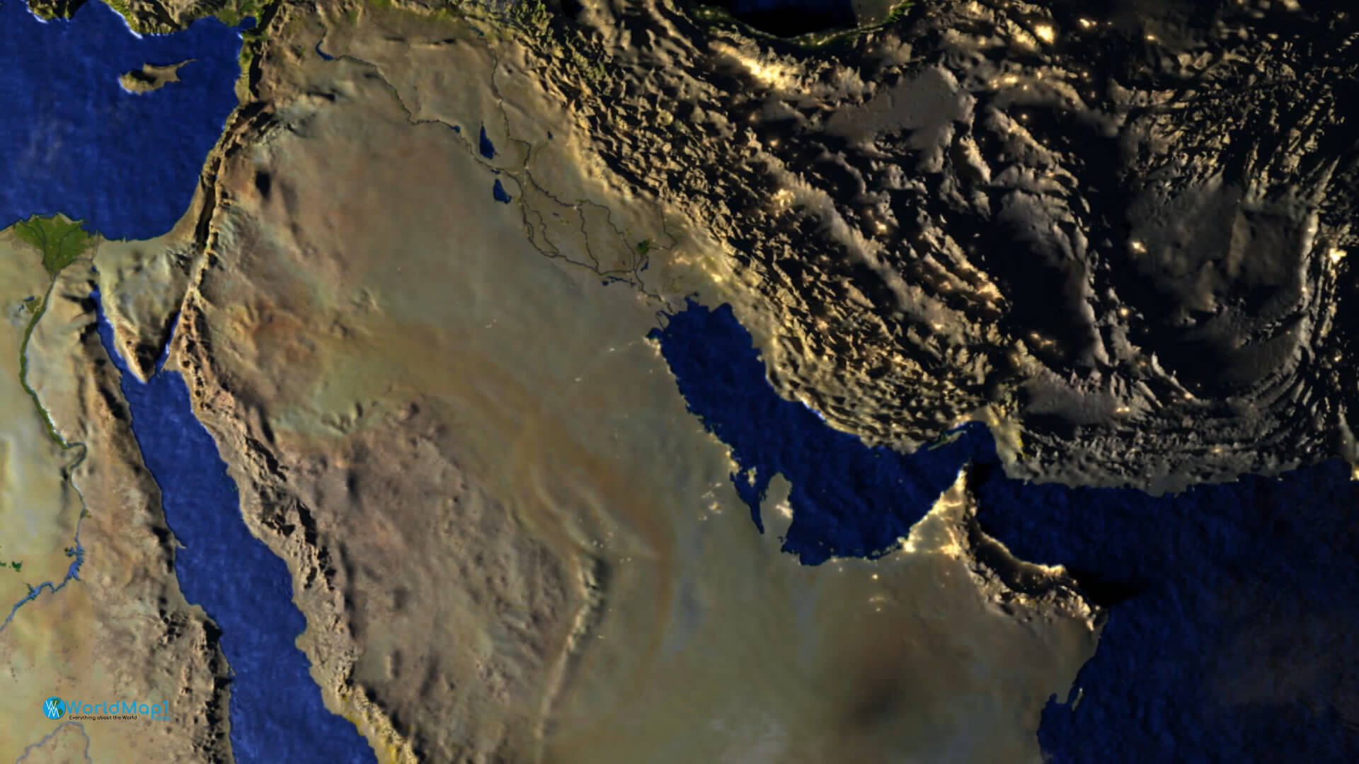 Qatar Satellite Map in Night
